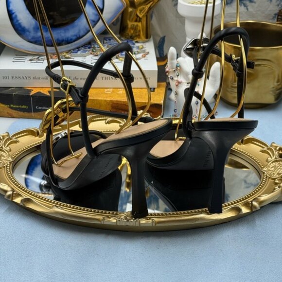 🆕 GIANNI BINI 🧿 NWOB Carletta Lip Ornamented Sandals, Black Leather, Sz 8 - Picture 12 of 14